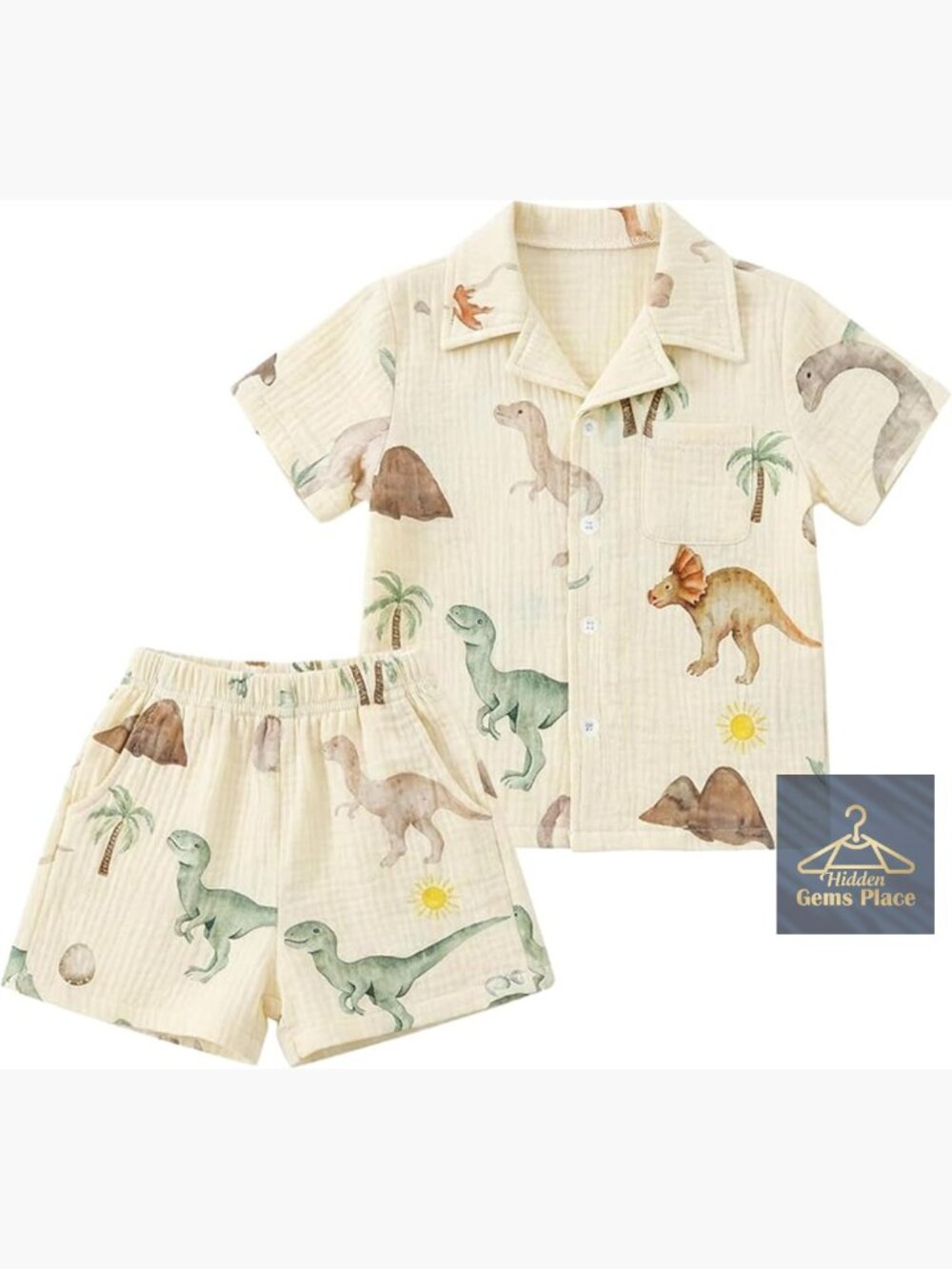 Toddler Boy Summer Button-Down Shirt & Cotton Pants Outfit Set